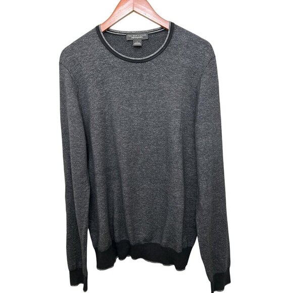 Bloomingdales Size Large Heather Gray Crewneck Sweater 100% Knit Cotton - Picture 4 of 8